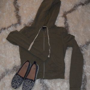 Express Olive Green Zip-up hooded sweatshirt